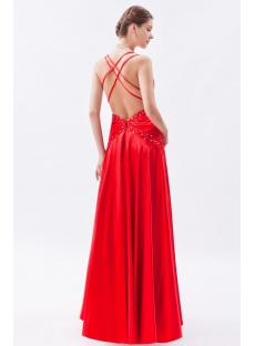 Sexy Red Satin Long Evening Dress with Open Back