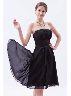 Simple Knee Length Chiffon Little Black Dress for Bridesmaid