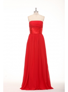 Simple Long Red Chiffon Plus Size Affordable Prom Dresses