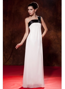 Simple One Shoulder White and Black Maternity Prom Dress