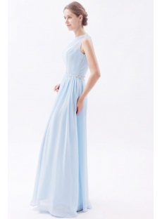 Simple Sky Blue Long Chiffon Plus Size Evening Dress
