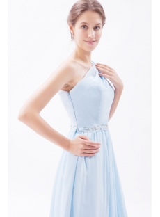 Simple Sky Blue Long Chiffon Plus Size Evening Dress
