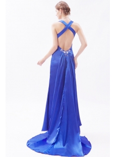 Slit Royal Blue 2014 Prom Dresses with Crossed Straps