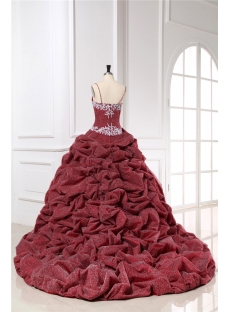 Spaghetti Straps Red Cinderella Quinceanera Gown 2013