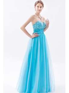Strapless Long Aqua Blue Quinceanera Dresses 2013