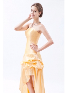 Strapless Yellow High-low Hem Short Quinceanera Dress