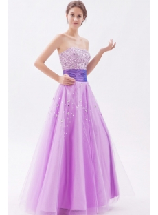 Sweetheart Long Lilac Beaded 15 Quinceanera Dresses