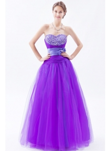 Tulle Purple Sweetheart Long Quinceanera Dresses