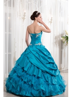 Turquoise Blue Ruffle 2014 Ball Gown Quince Dress with Jacket
