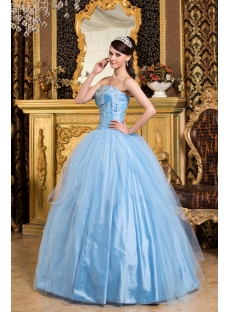 Turquoise Puffy Romantic Princess Quince Ball Gown Dress