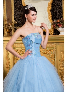 Turquoise Puffy Romantic Princess Quince Ball Gown Dress