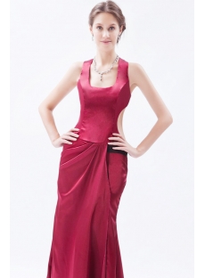 Unique Burgundy Long Satin Homecoming Dress with Criss-cross