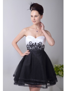 White and Black Short Empire Quinceanera Dress