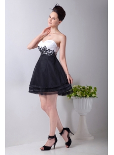 White and Black Short Empire Quinceanera Dress