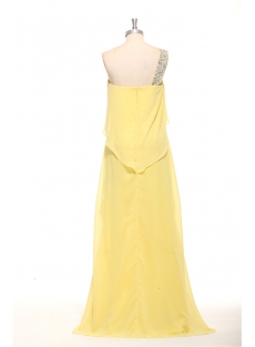 Yellow Chiffon One Shoulder Plus Size Sexy Formal Evening Dresses