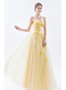 Yellow Graceful Colorful Quince Gown Dress with Lace up Back