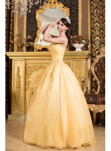 Yellow Modest 2011 Ball Gown Quinceanera Gown