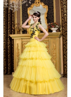Yellow and Black New Arrival Quinceanera Dress 2013
