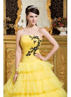 Yellow and Black New Arrival Quinceanera Dress 2013