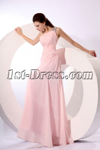 Amazing Pearl Pink One Shoulder Chiffon Celebrity Prom Dress
