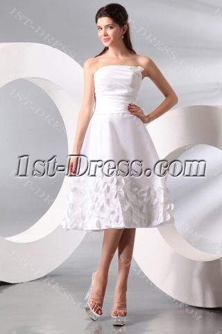 Brilliant Taffeta A-line Strapless Short-Length Wedding Gown