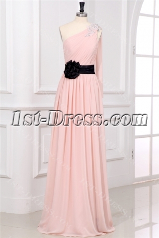 Dusty Rose Chiffon One Shoulder Plus Size Prom Gown