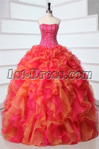 Fashion Multi-color Rainbow Quinceanera Dresses