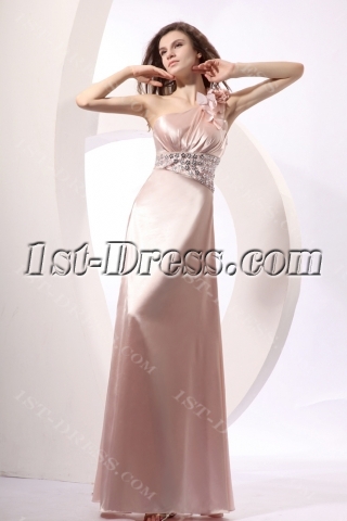 Gorgeous A-line Long One Shoulder Prom Dress 2014