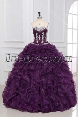 Luxurious Grape Puffy Quinceanera Dresses