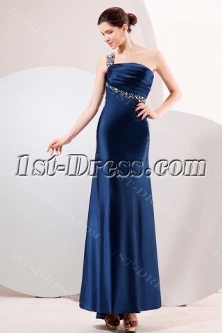 Navy Blue Keyhole Back Sexy Evening Gown