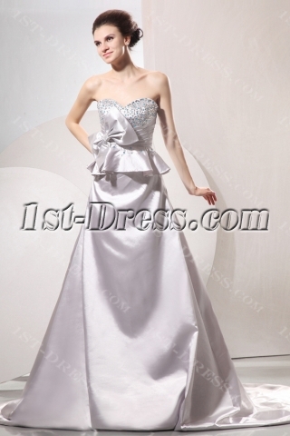 Silver Sweetheart Western Elegant Bridal Gown with Train