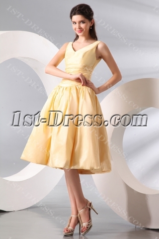 Vintage Champagne A-line Taffeta Junior Prom Dress