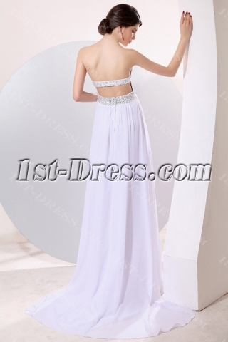 White Sexy Backless Sweetheart Long Chiffon Prom Dress for Summer