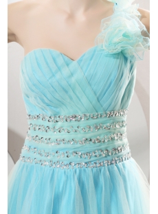 Aqua Impressive One Shoulder Quinceanera Gown