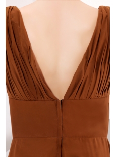Brown Plunge V-neckline Column Homecoming Dress