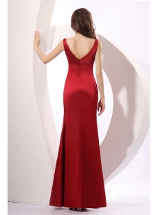 Burgundy Stunning V-neckline Ankle Length Evening Dress