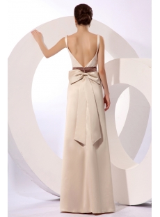 Champagne Modest Square Formal Evening Gown with Bow