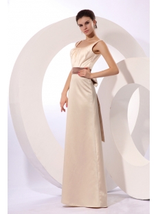 Champagne Modest Square Formal Evening Gown with Bow