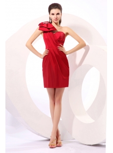 Charming Bow One Shoulder Red Short Homecoming Dress