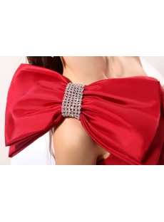 Charming Bow One Shoulder Red Short Homecoming Dress