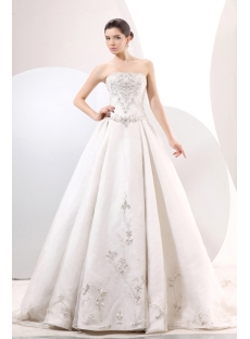 Chic Embroidery Organza A-line Ball Gown Wedding Dress