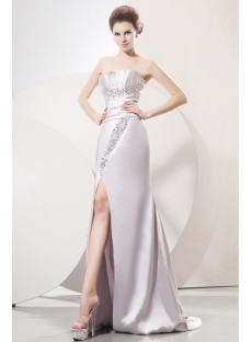Dramatic Silver Slit 2014 Prom Dresses