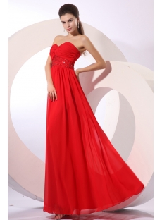 Elegant Red Sweetheart Long Chiffon Evening Dress