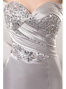 Fantastic Silver Long Satin Party Dress with Train