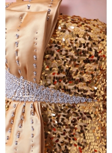 Gold Sequins One Shoulder Evening Dress 2013