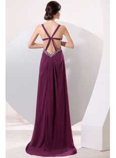 Grape Sexy Criss-cross Backless Evening Dress