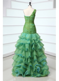 Green Mermaid One Shoulder Military Ball Gowns Army