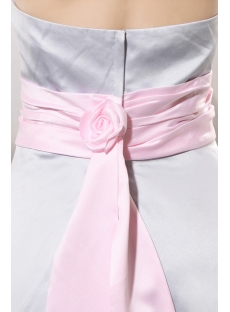 Halter Modest Satin Long Bridesmaid Dresses with Pink Ribbon