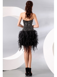 Luxury Black Ruffled Short Cocktail Dress