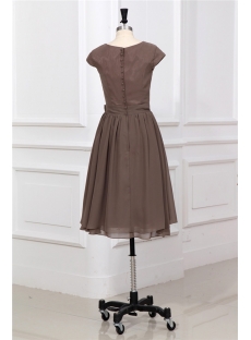 Modest Brown Short Prom Dress with Cap Sleeves